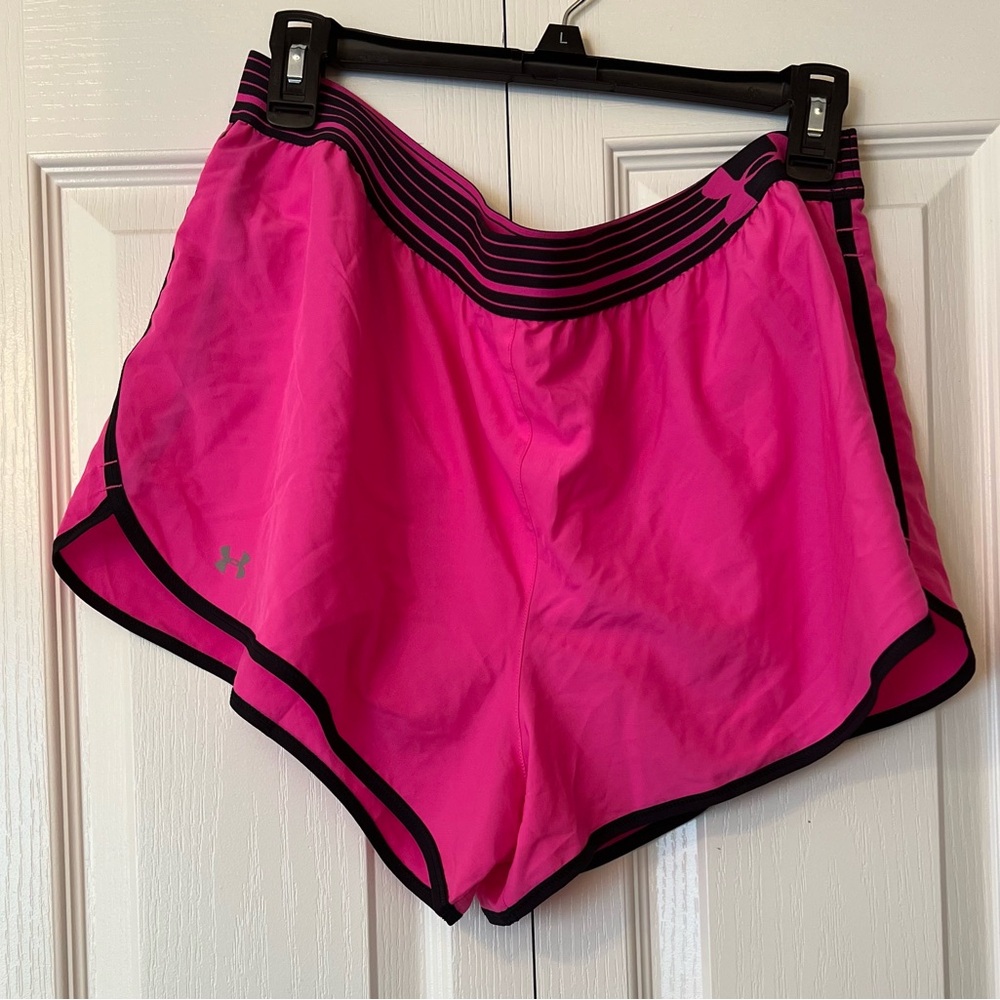 Under Armour Loose Fit Activewear Women Pink Athletic Shorts Brief Lined Size XL